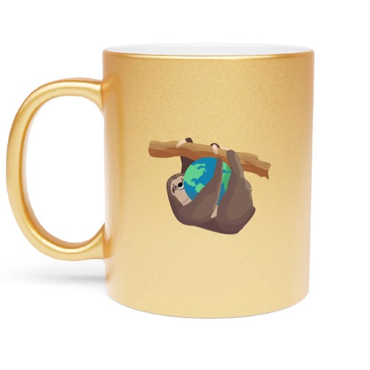 Forest Sloth Animal Embrace Mother Earth Day Metallic Mugs