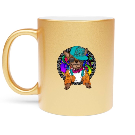 Street Dog Chihuahua Graffiti With Chain Dog Metallic Mugs