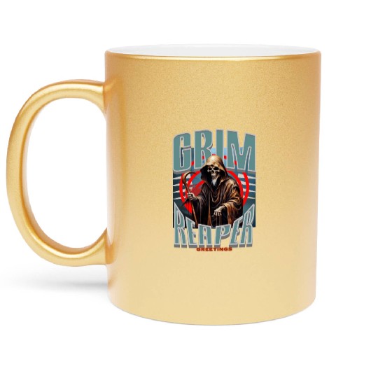 Grim Reaper Greetings Metallic Mugs