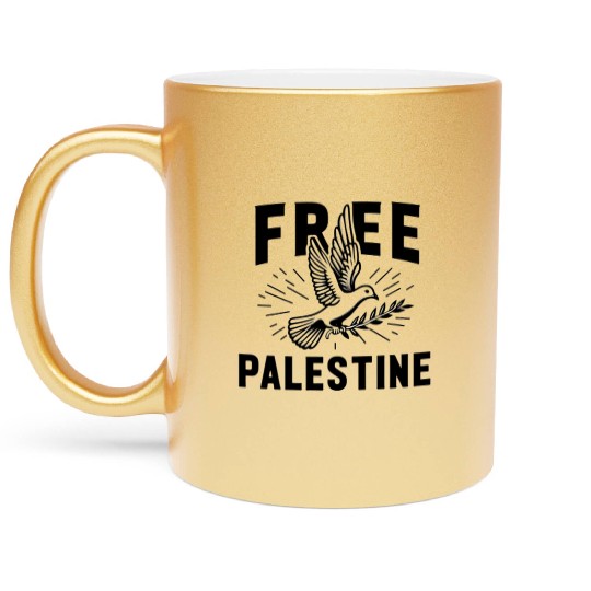 FREE PALESTINE, FREE GAZA PALESTINE. Metallic Mugs