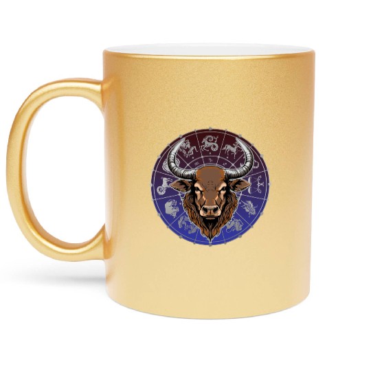 Taurus Zodiac star sign horoscope Astrology Metallic Mugs