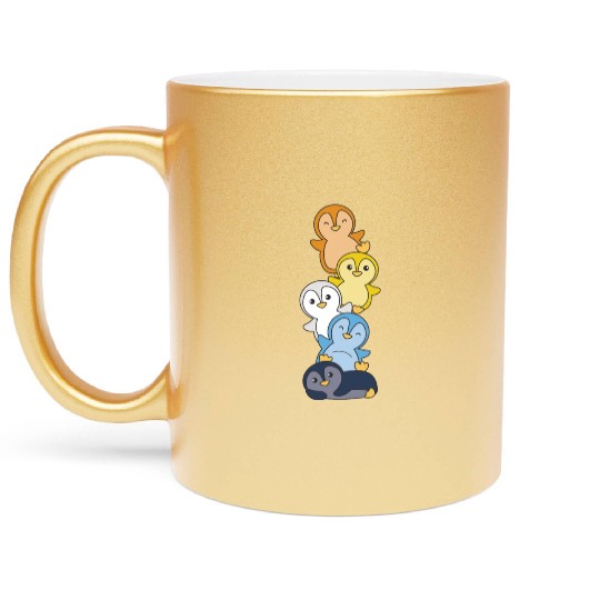 Aroace Flag Pride Lgbtq Cute Penguin Stack Metallic Mugs