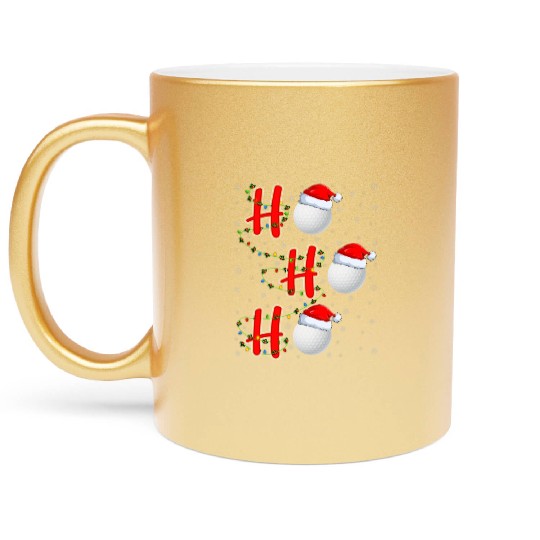 Golf Lighting Xmas Santa Ho Ho Ho Golf Christmas Metallic Mugs