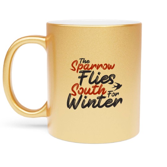 The Sparrow Flies South For Winter - skulduggery Metallic Mugs