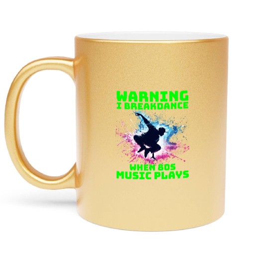 80s Breakdancer Silhouette - Neon Dance Moves Metallic Mugs