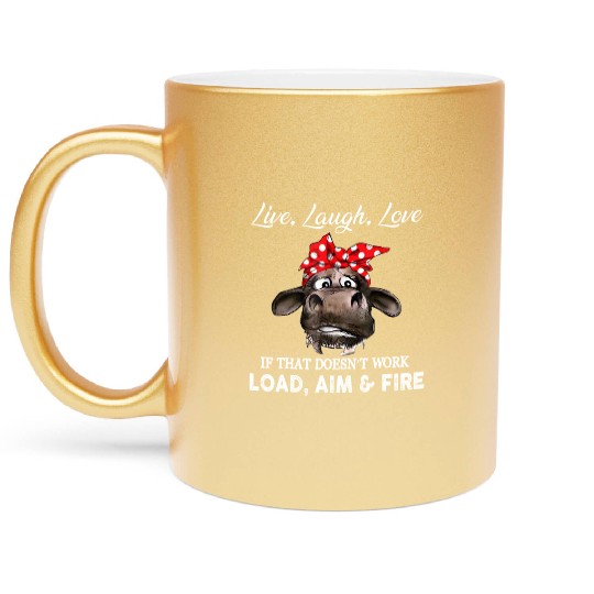 Live Laugh Love Cow Farmer Metallic Mugs