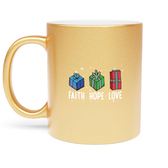Faith Hope Love Religious Family Christmas Metallic Mugs
