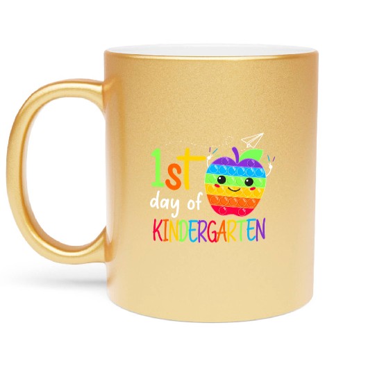 First Day Of Kindergarten Teacher Boys Girls Back Metallic Mugs