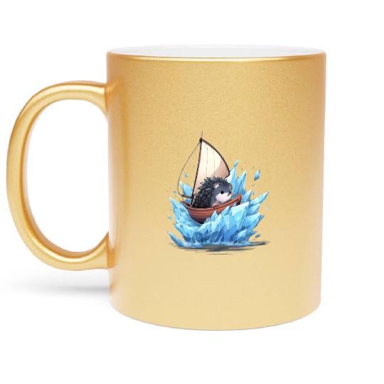Ice Sailing Hedgehog Ice Sailor Ice Boating Metallic Mugs