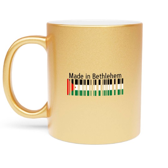 Made in Bethlehem Barcode Palestine Flag for Pales Metallic Mugs