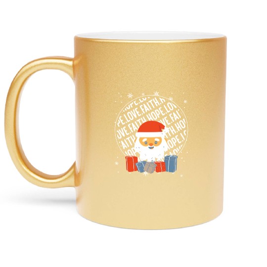Faith Hope Love Religious Family Christmas Santa Metallic Mugs