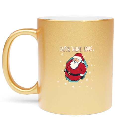 Faith Hope Love Religious Family Christmas Santa Metallic Mugs