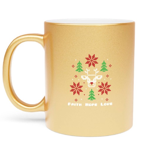 Faith Hope Love Religious Family Christmas Metallic Mugs
