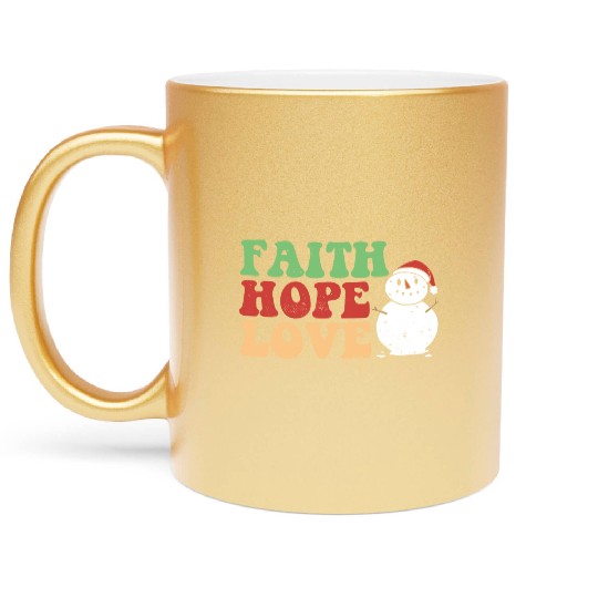 Faith Hope Love Religious Family Christmas Metallic Mugs