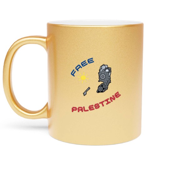 FREE PALESTINE, FREE GAZA PALESTINE. Metallic Mugs