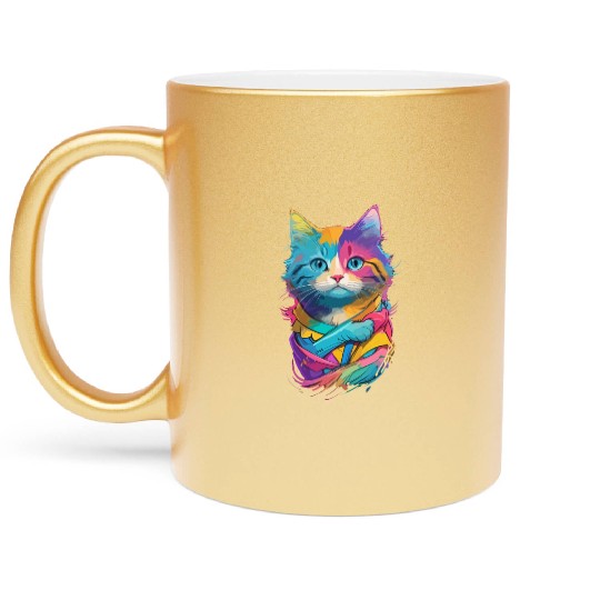 Colorful Cute cat for cat Lovers Metallic Mugs