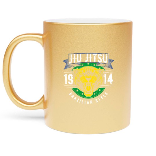 Brazilian Jiu Jitsu 1914 Jaguar head BJJ gift Metallic Mugs
