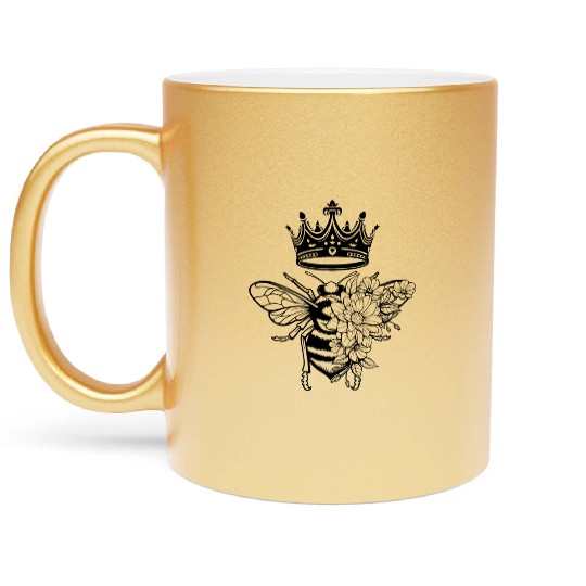 Queen Bee Crown Women Hive Beekeeping Bee Women Metallic Mugs