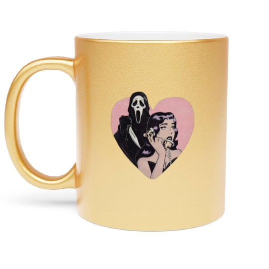 ghostface phone call love heart Metallic Mugs