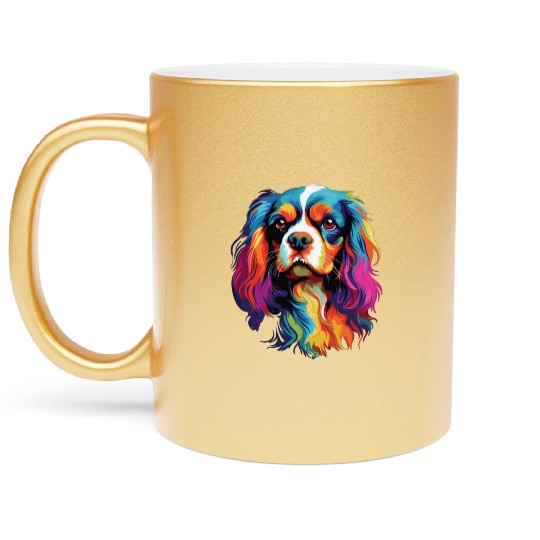 Watercolor Colorful Cavalier King Charles Spaniel Metallic Mugs