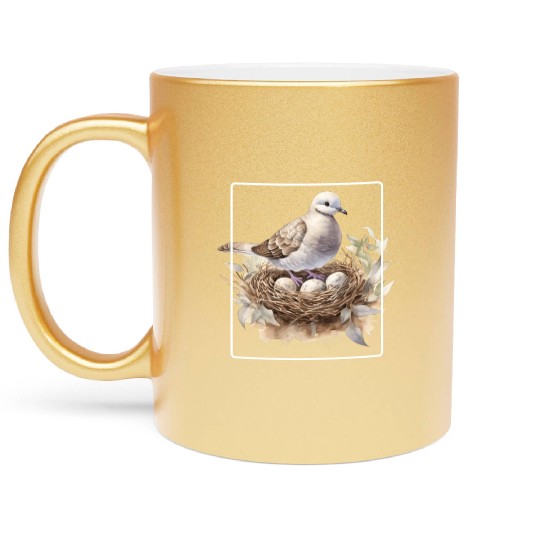 Quail Bird With Eggs Metallic Mugs