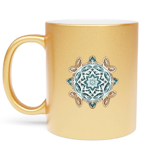 Sea Turtle Mandala Art Metallic Mugs