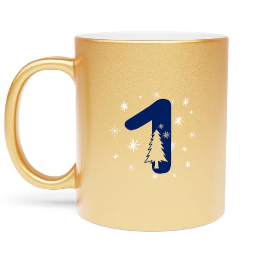 First Christmas Party - 1 Year Anniversary - One Metallic Mugs