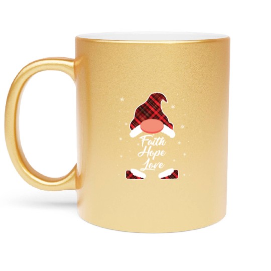 Faith Hope Love Religious Family Christmas Gnome Metallic Mugs
