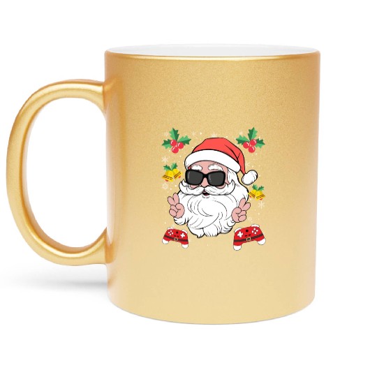 Santa Cool Gamer Video Game X-Mas Gaming Metallic Mugs