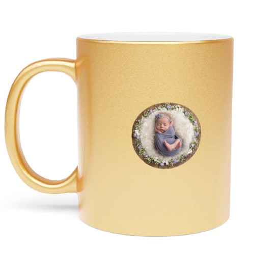 Lavender newborn girl pictures Metallic Mugs