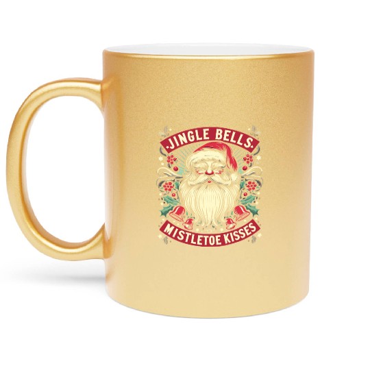 Jingle Bells Mistletoe Kisses Metallic Mugs
