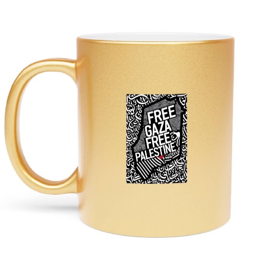 free palestine support palestine Metallic Mugs