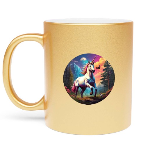Majestic Rainbow Unicorn Metallic Mugs