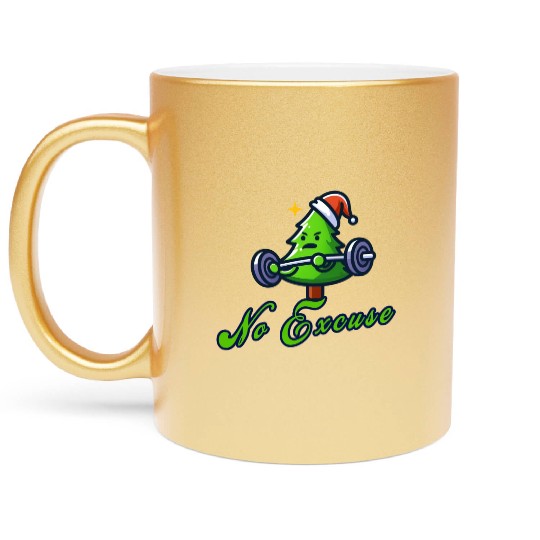 No excuse, funny christmas tree on gym Metallic Mugs
