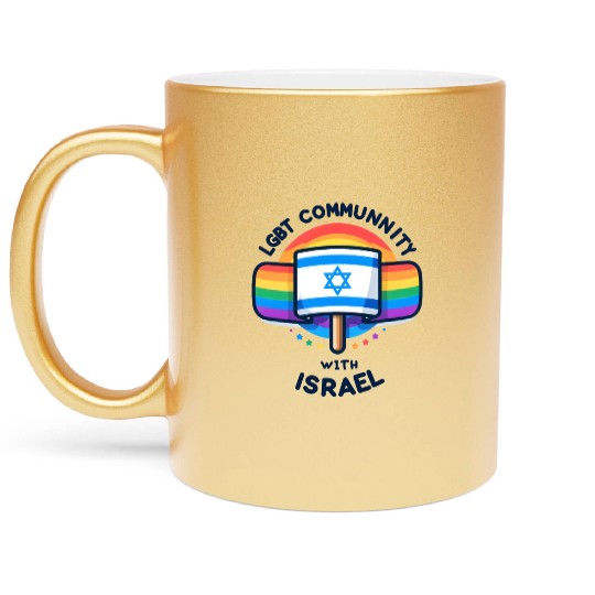 LGBTQ community STANDS WITH ISRAEL Metallic Mugs