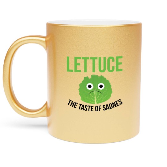 Lettuce The Taste of Sadness Funny Vegan Green FF Band Metallic Mugs
