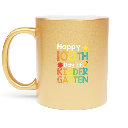 Cute 100 Days Of Kindergarten Teacher Colorful Metallic Mugs