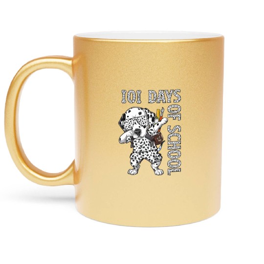 Dabbing 101 Days School Dalmatian Student Teacher Metallic Mugs