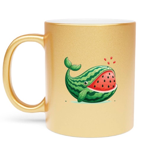 Melon Whale Funny Animal Made Of Vegetables Metallic Mugs