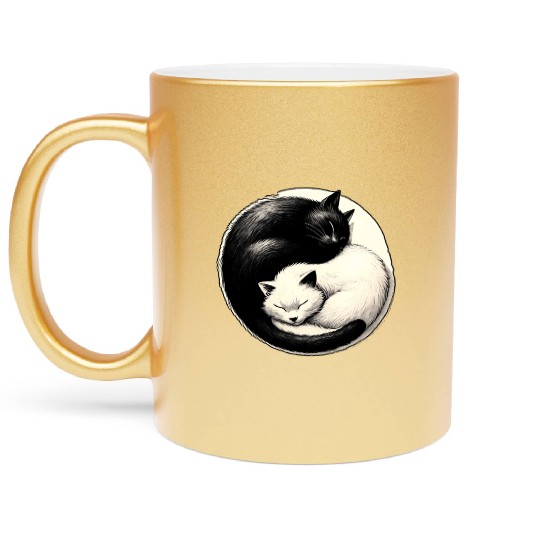 Yin and yang cats sleeping Metallic Mugs