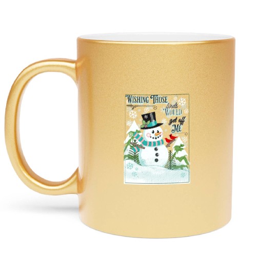 Funny Cranky Snowman Metallic Mugs