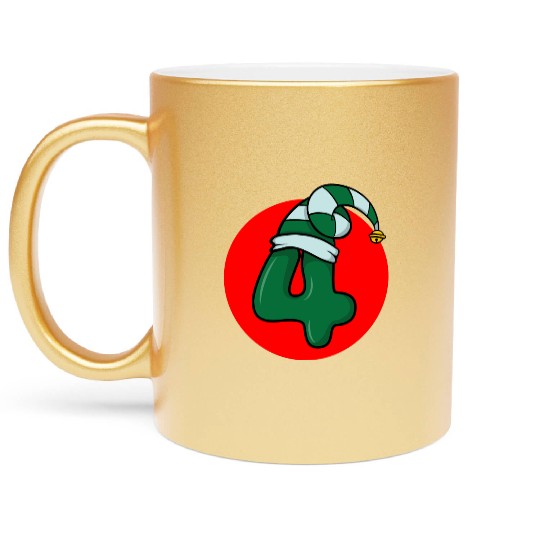 4th Birthday Gift - Merry Christmas Number Four Metallic Mugs