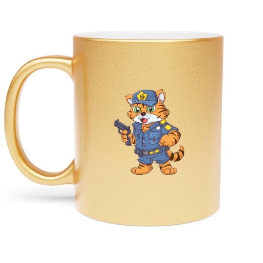 Tiger policeman Metallic Mugs