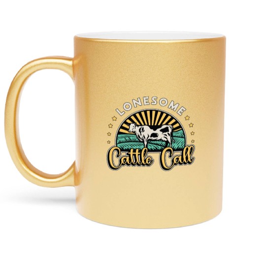 Cattle Farming Lonesome Cattle Call Farm Animals Metallic Mugs