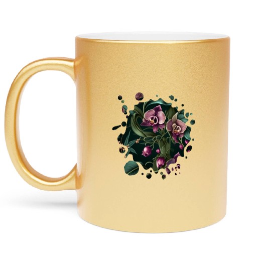 Orchid Inspired Flower Plant Lover Funny Gardening Metallic Mugs
