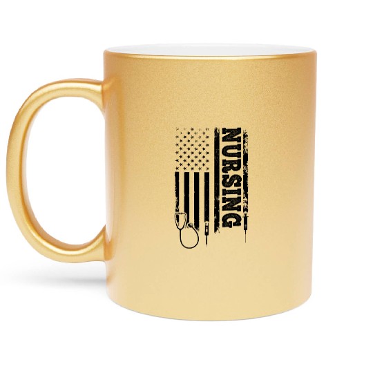 Nursing Nurse US Flag Metallic Mugs
