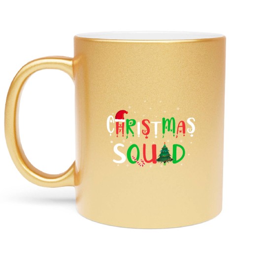 Candy Cane Christmas Squad Santa Claus Winter Metallic Mugs