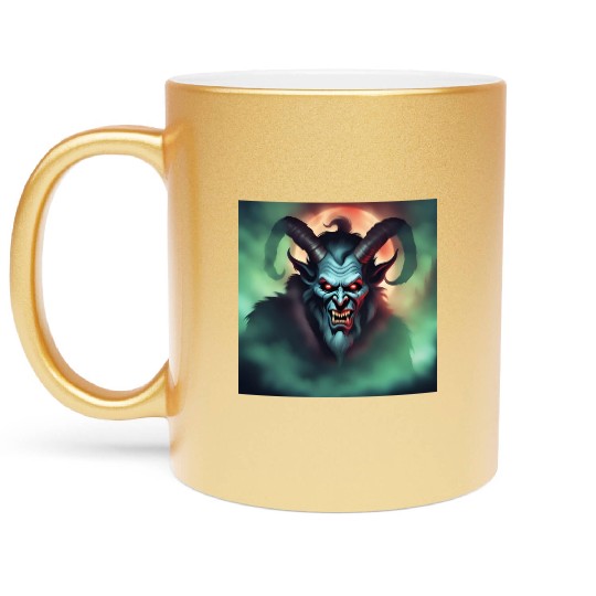 Krampus in Green Fog Metallic Mugs