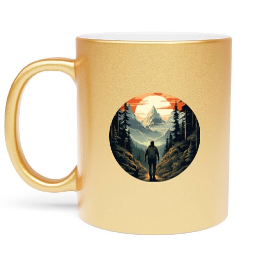 Forest nature trekking adventure Metallic Mugs