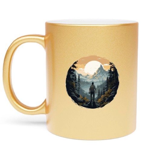 Forest nature trekking adventure Metallic Mugs
